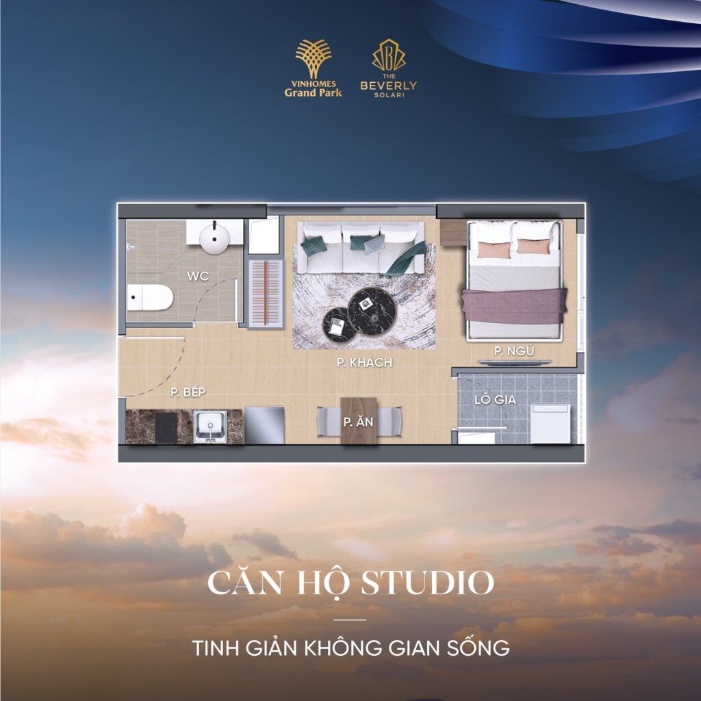 layout căn hộ studio the beverly solari