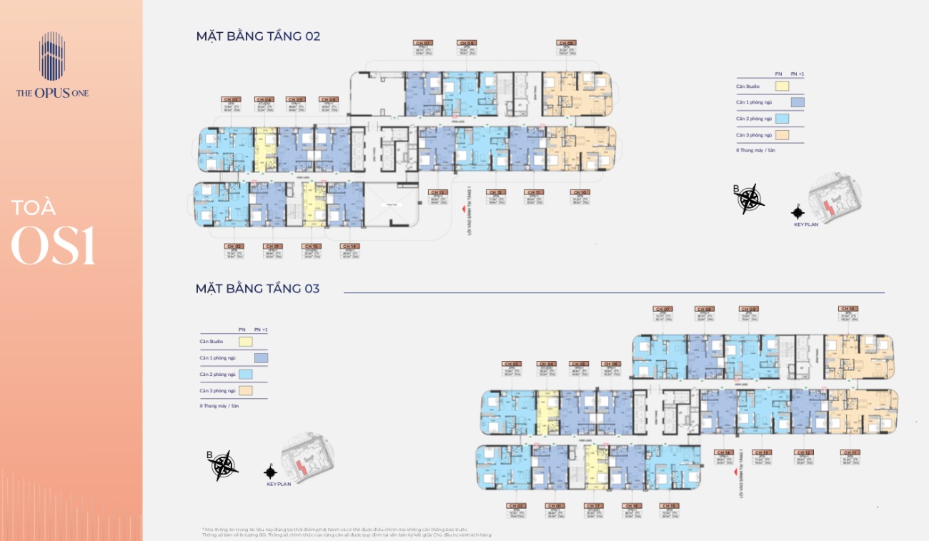Mặt bằng tầng 2-3 tòa OS1 The Opus One