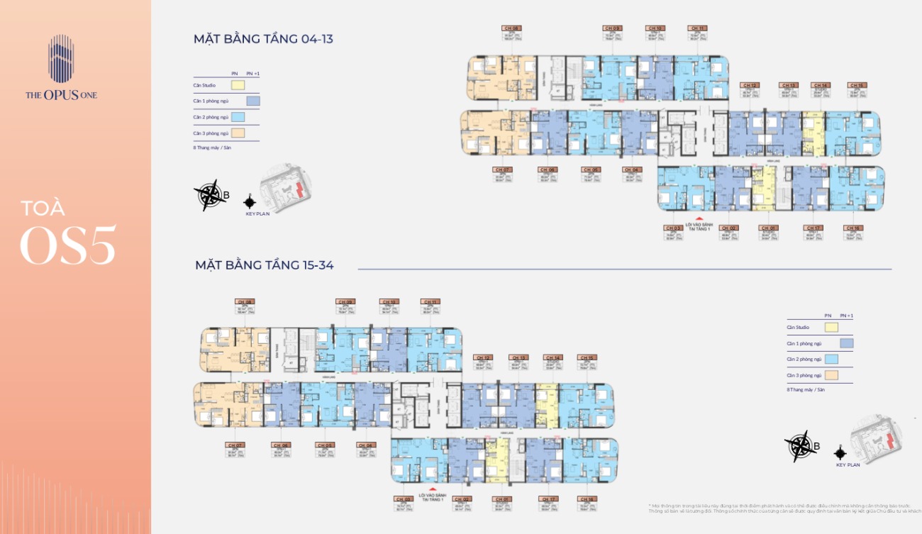 Mặt bằng tầng 4-34 tòa OS5 The Opus One